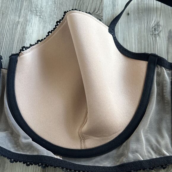 NWOT Adore Me Nymphadora Contour Balconette Bra Underwire Black Heart Lace 40DDD - Picture 10 of 13